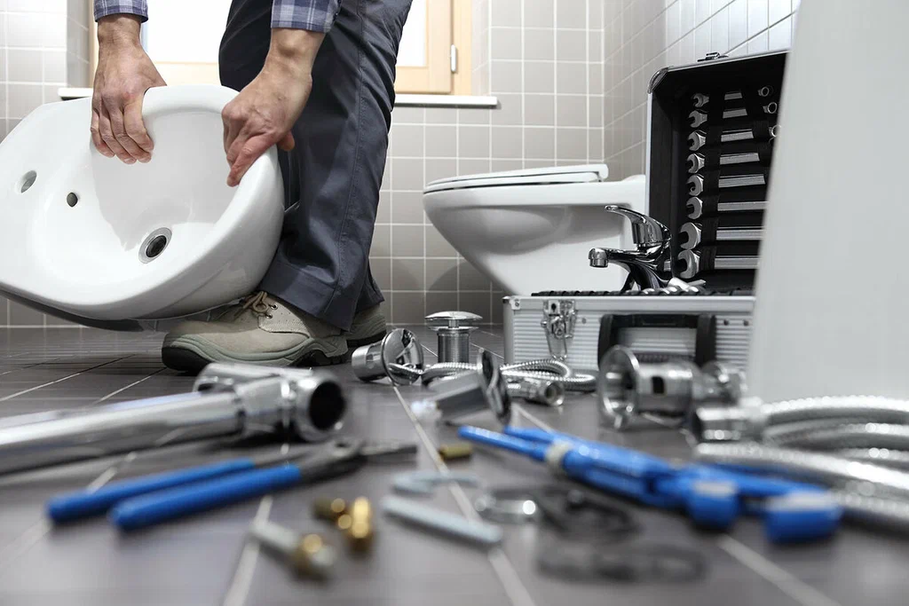 Plumbing tools prepared for a bathroom repair in Lutz