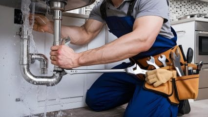 Technician using electronic equipment to detect a plumbing leak in Lutz